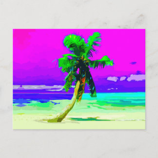 Carte Postale Palmier rose néon Paradise