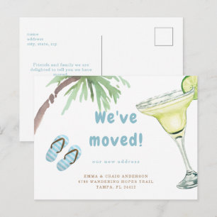 Carte Postale Palmier tropical Margarita Blanc Nous avons déména