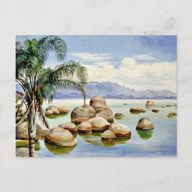 Carte Postale Palmiers et Boulders dans la baie de Rio, Brésil (Devant)