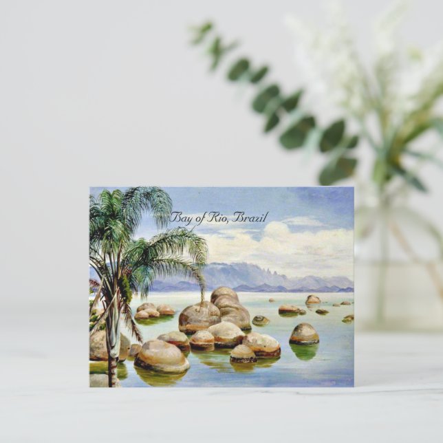 Carte Postale Palmiers et Boulders dans la baie de Rio, Brésil (Debout devant)