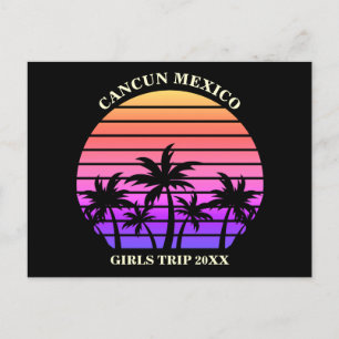 Carte Postale Palmiers noirs roses Vacances Plage tropicale