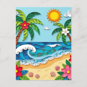 Carte Postale Palmiers sur la plage Salut