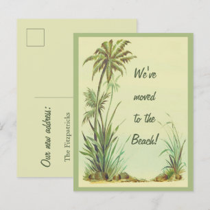 Carte Postale Palmiers vintages Nous avons déménagé à la plage