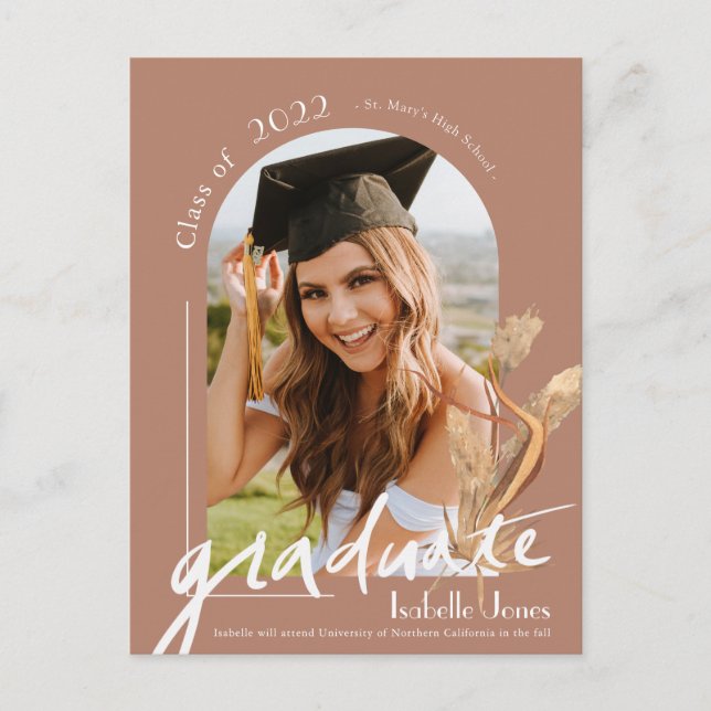 Carte Postale Pampas Grass Arch Photo Faire-part de graduation (Devant)