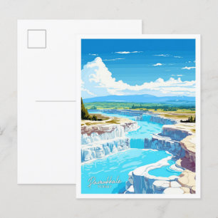 Carte Postale Pamukkale Turquie Voyage illustration Vintage