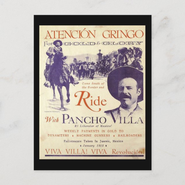 Carte Postale Pancho Villa 🔥 Héros Général Mexicain (Devant)