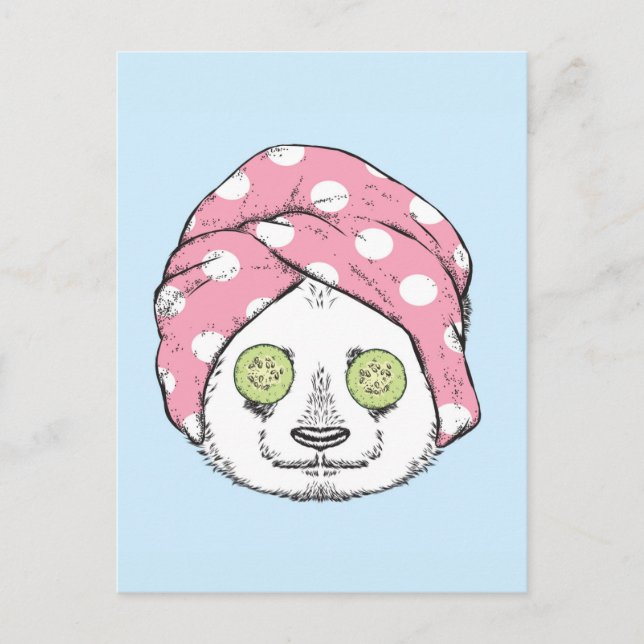 Carte Postale Panda Au Spa (Devant)