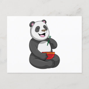 Carte Postale Panda avec Bowl Ramen