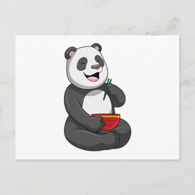 Carte Postale Panda avec Bowl Ramen (Devant)
