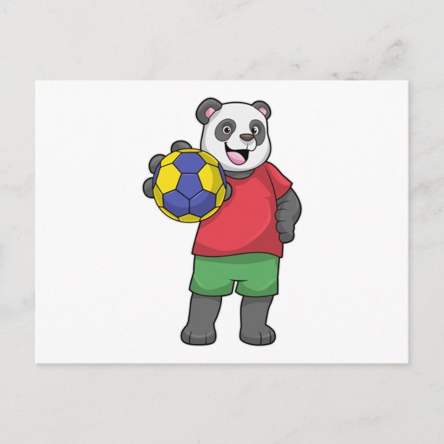 Carte Postale Panda avec Handball Sports (Devant)