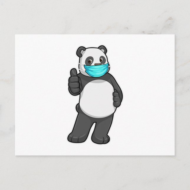 Carte Postale Panda avec masque visage (Devant)