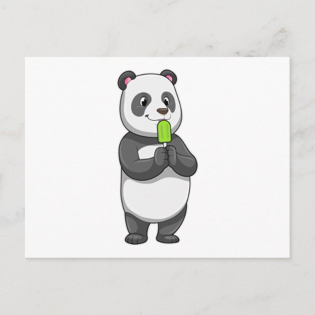 Carte Postale Panda avec sucette glacée (Devant)