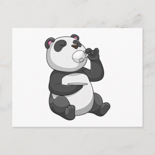 Carte Postale Panda avec Tea Cup (Devant)