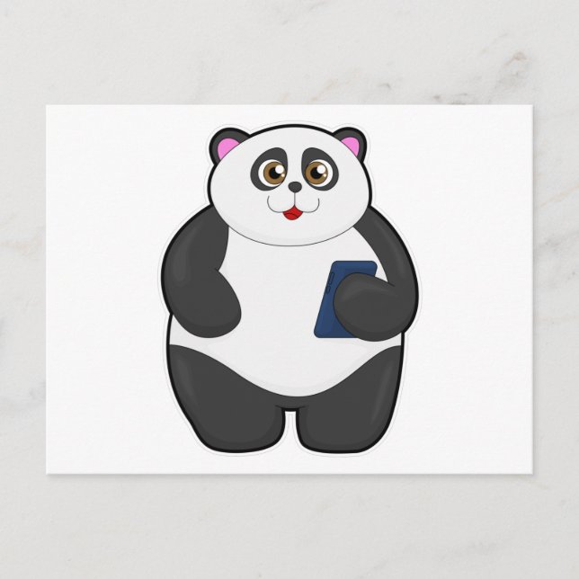 Carte Postale Panda avec téléphone portable (Devant)