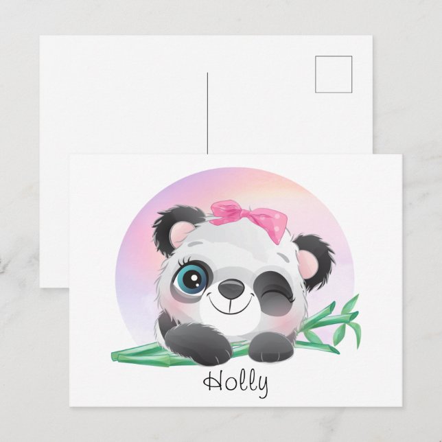 Carte Postale Panda Bamboo, un animal mignon (Devant / Derrière)