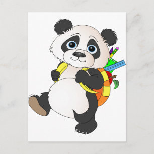 Carte Postale Panda Bear avec sac à dos