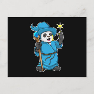 Carte Postale Panda comme Assistant avec baguette magique