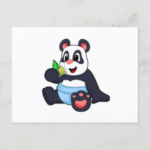 Carte Postale Panda comme bébé avec Bambus