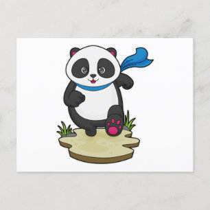 Carte Postale Panda coureur avec Écarf