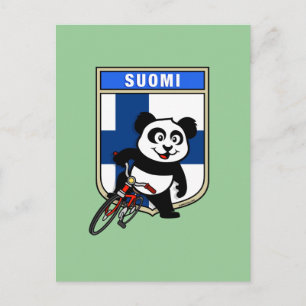 Carte Postale Panda cycliste finlandais