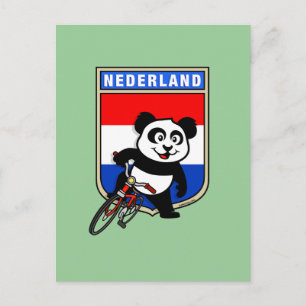 Carte Postale Panda cycliste néerlandais