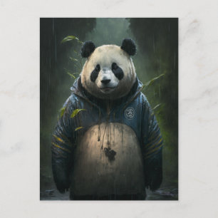 Carte Postale Panda dans la pluie