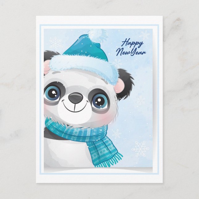Carte Postale Panda de Noël (Devant)