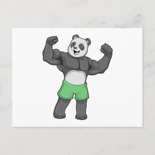 Carte Postale Panda en Bodybuilder au Bodybuilding (Devant)