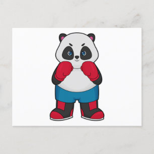 Carte Postale Panda en boîte avec gants de boxe