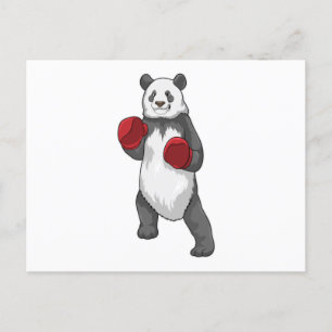 Carte Postale Panda en boîte avec gants de boxe