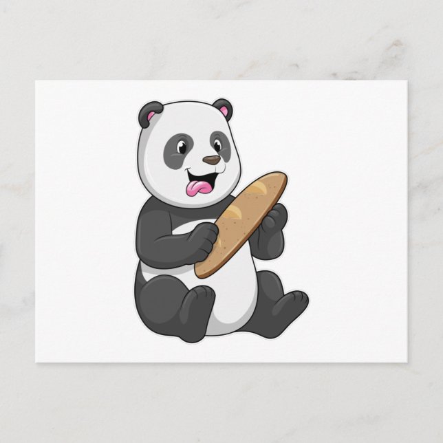Carte Postale Panda en boulanger avec du pain (Devant)