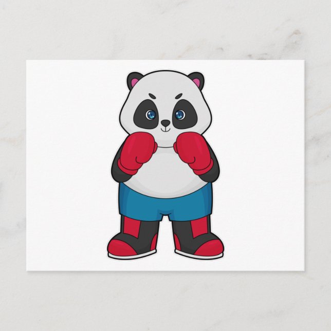 Carte Postale Panda en boxeur avec gants de boxe (Devant)