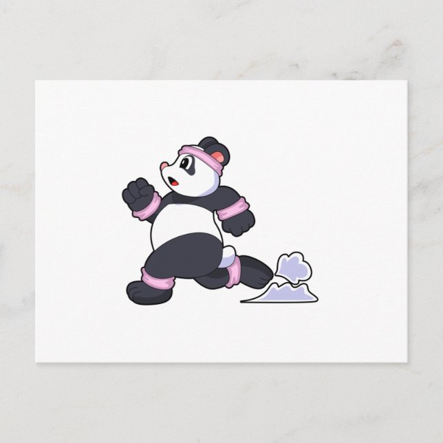 Carte Postale Panda en coureur à la course (Devant)