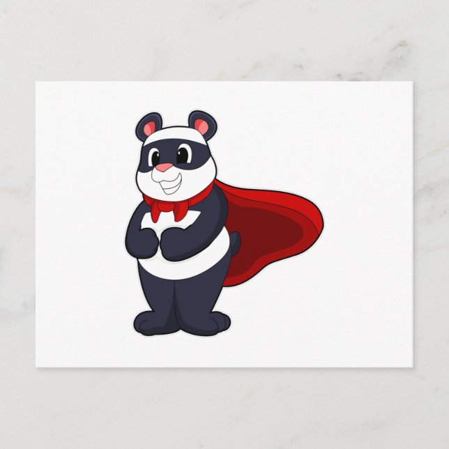 Carte Postale Panda en héros avec masque et cape (Devant)