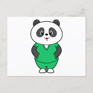 Carte Postale Panda en infirmière avec blouse
