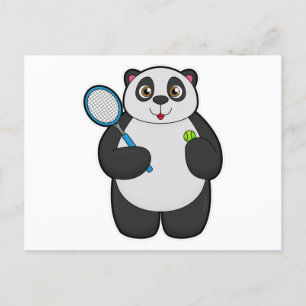 Carte Postale Panda en joueur de tennis avec raquette de tennis