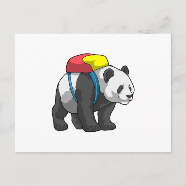 Carte Postale Panda en randonneur avec sac à dos (Devant)