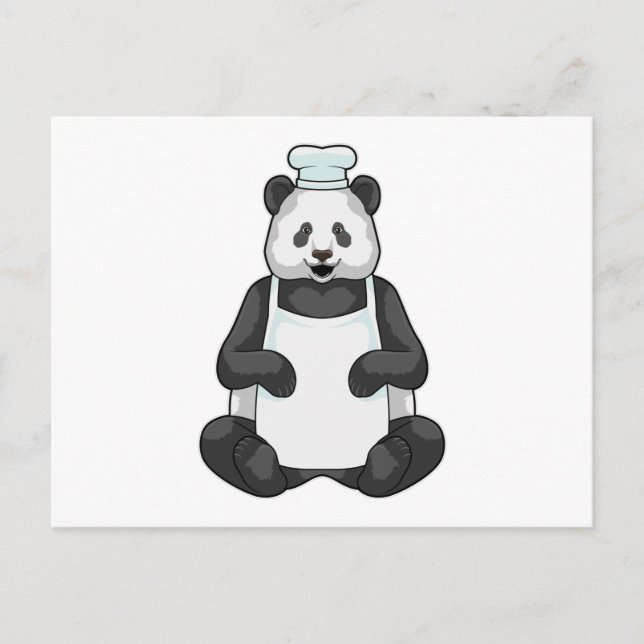 Carte Postale Panda en tant que chef avec un chapeau de cuisine (Devant)