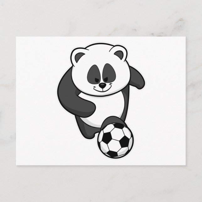 Carte Postale Panda en tant que joueur de football au football (Devant)