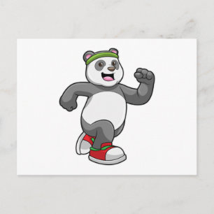 Carte Postale Panda en train de courir avec un bandeau