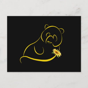Carte Postale Panda Et Tournesol Cute Graphisme Panda Amateurs