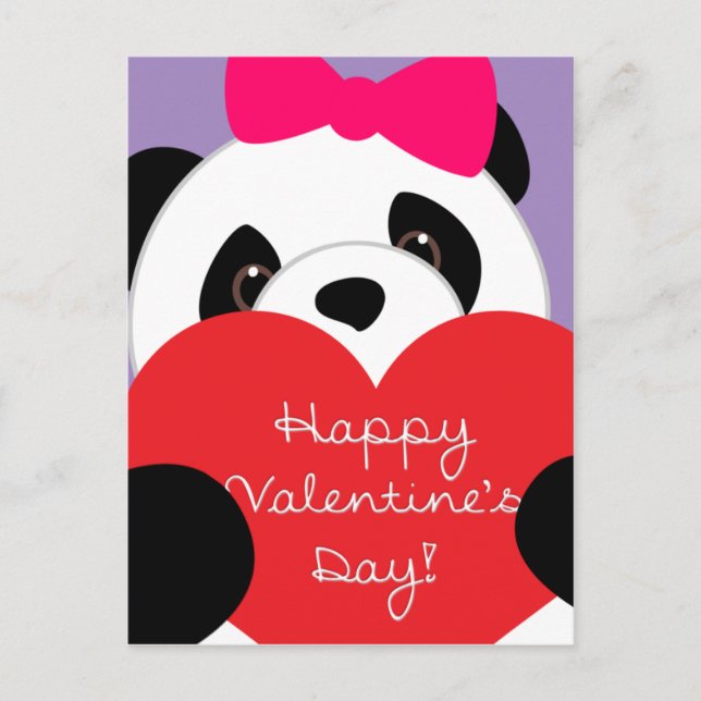Carte postale Panda fille de la Saint-Valentin (Devant)