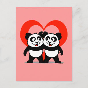 Carte Postale Panda Heart