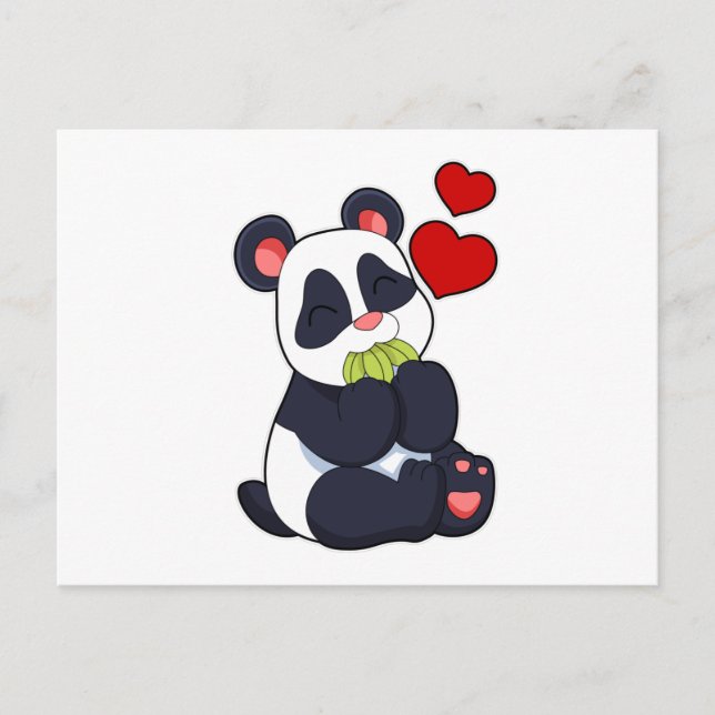 Carte Postale Panda mangeant des feuilles (Devant)