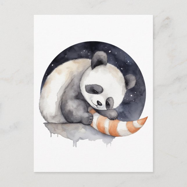 Carte Postale Panda mignonne et endormi (Devant)