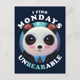 Carte Postale Panda Mignonne trouve les lundis insupportables   