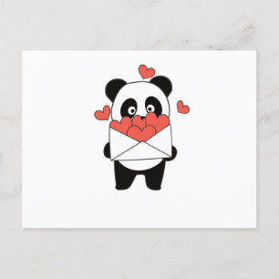 Carte Postale Panda pour la Saint-Valentin mignon animaux avec c