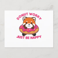 Panda Rouge Doux Animaux Drôle En Pink Donut