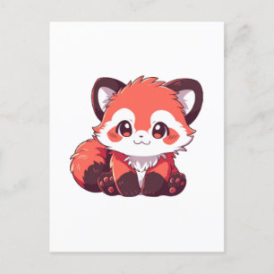 Carte Postale panda rouge mignon