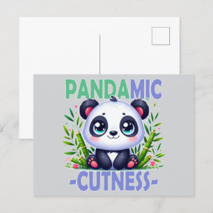 Carte Postale Pandamic Cuteness Pun. Caricature du bébé Panda
